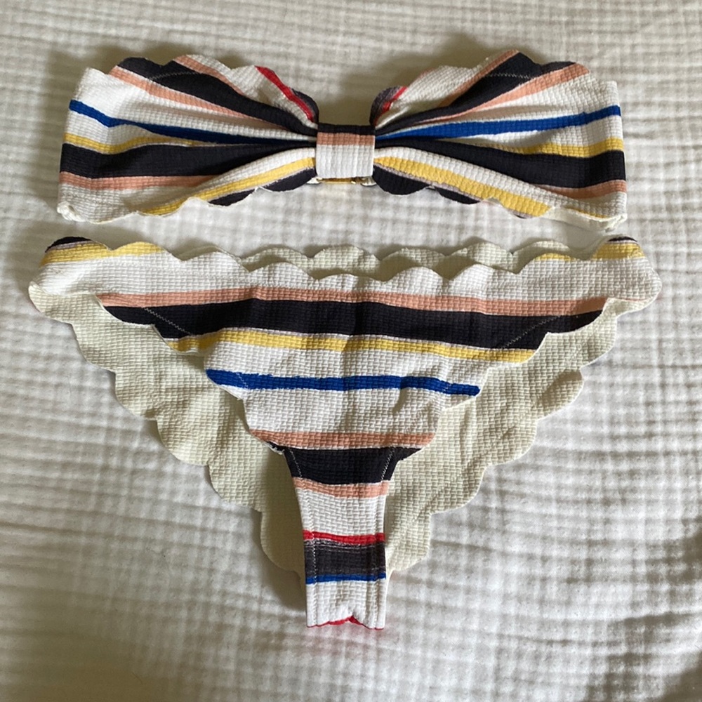 Colorful Stripe Strapless Bikini
